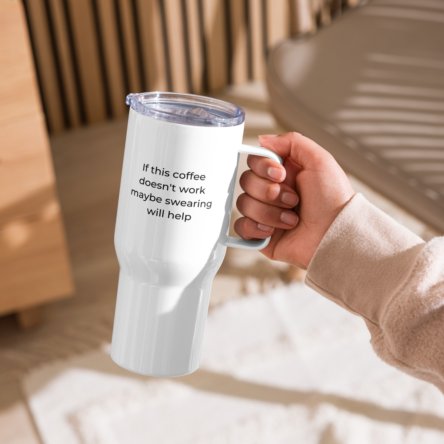 Travel mug with a handle | Maybe Swearing will Help